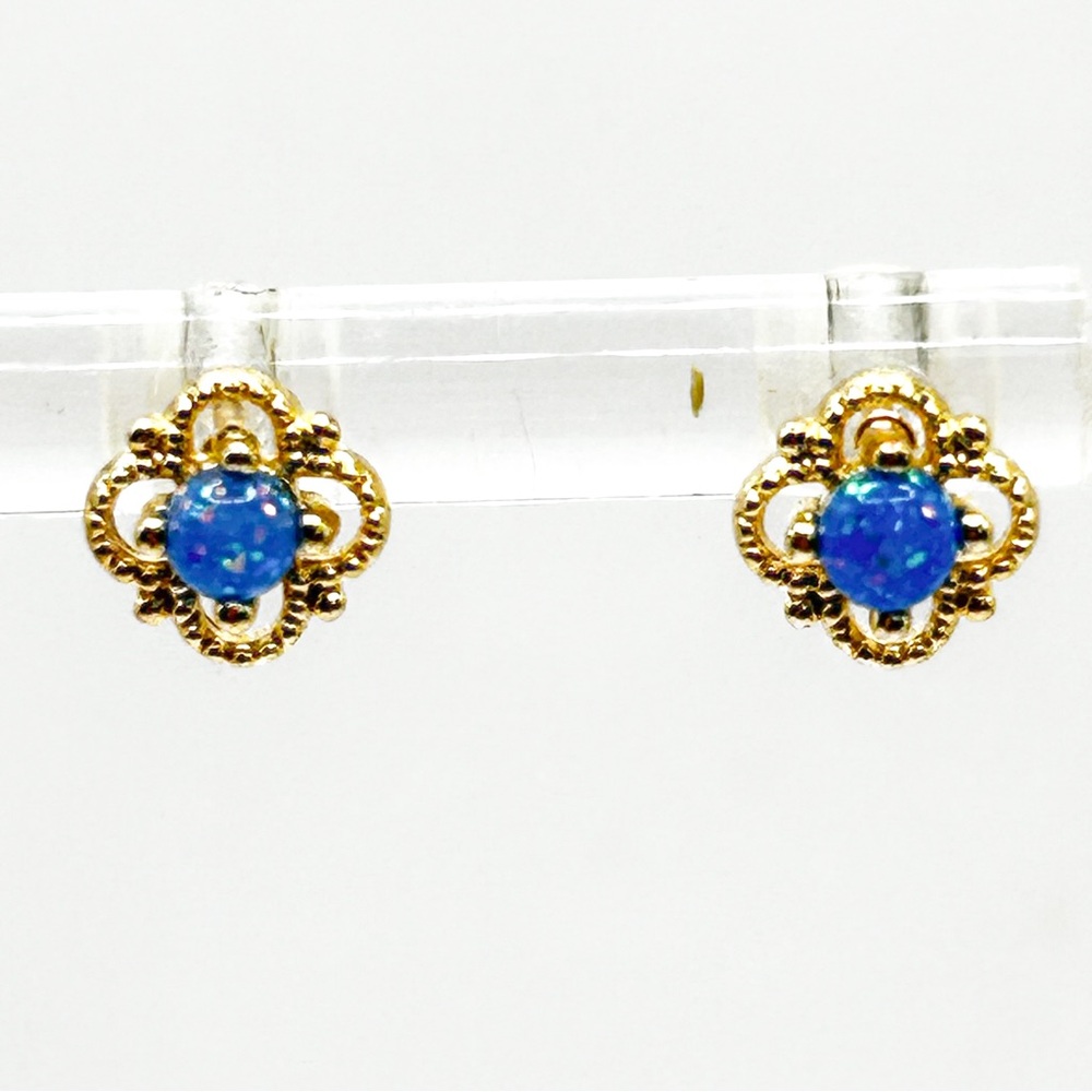 NWOT stainless steel blue earrings studs
